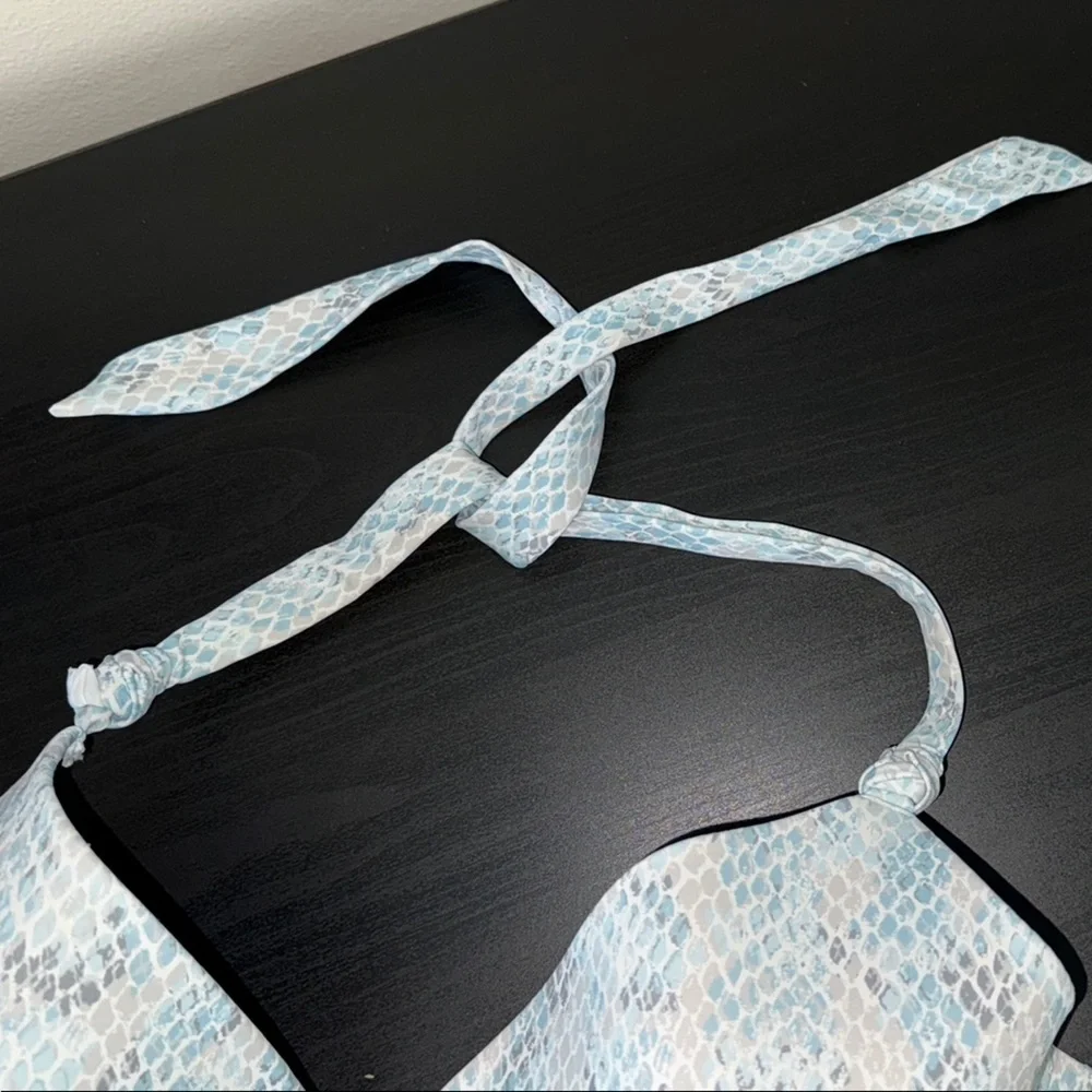 Target Blue and White Bikini Top -38DD